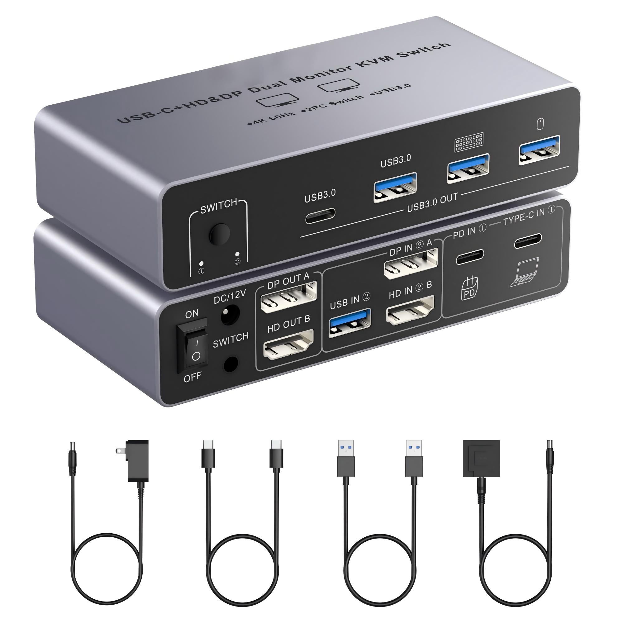 Kvm Switch Dual Monitor - Switch KVM HDM DP para 2