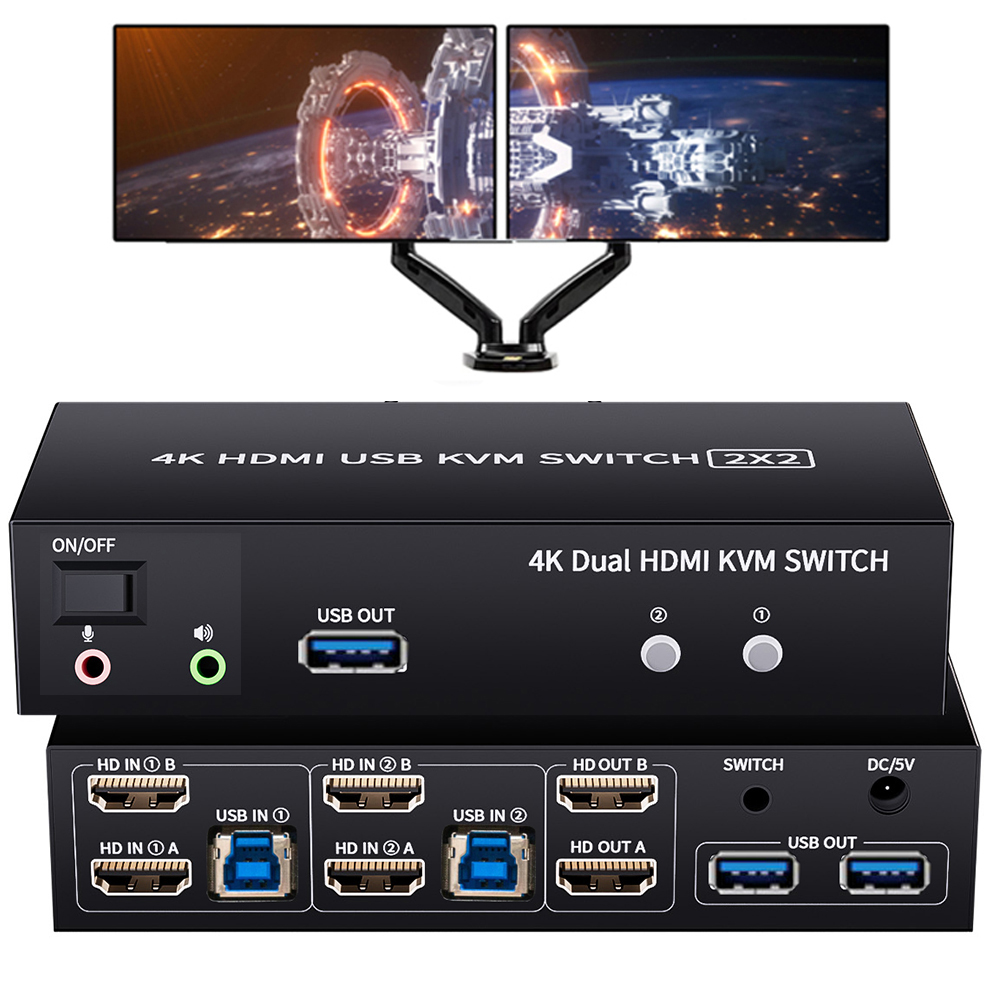 Kvm Switch Dual Monitor - Monitor duplo hdmi kvm switch 2x2