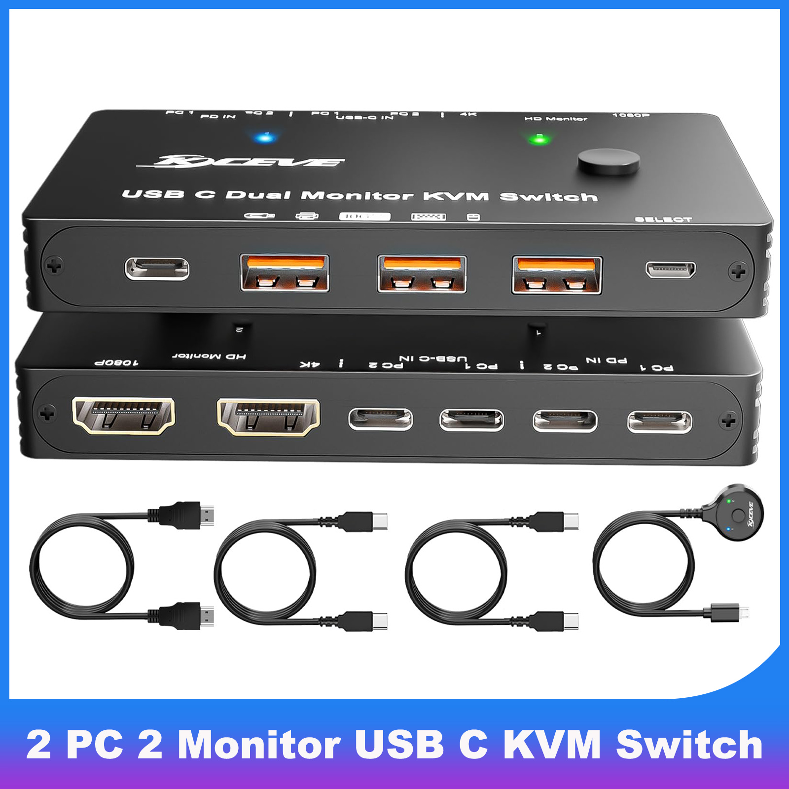 Kvm Switch Dual Monitor - Interruptor kvm de monitor duplo usb