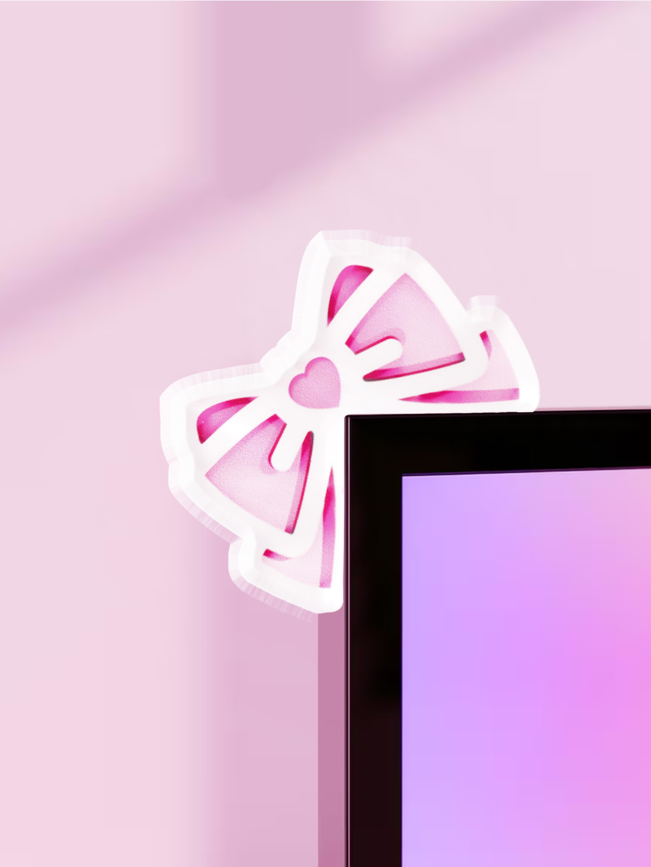 Office Desk Tech Accessories - Kawaii arco monitor decoração rosa acrílico
