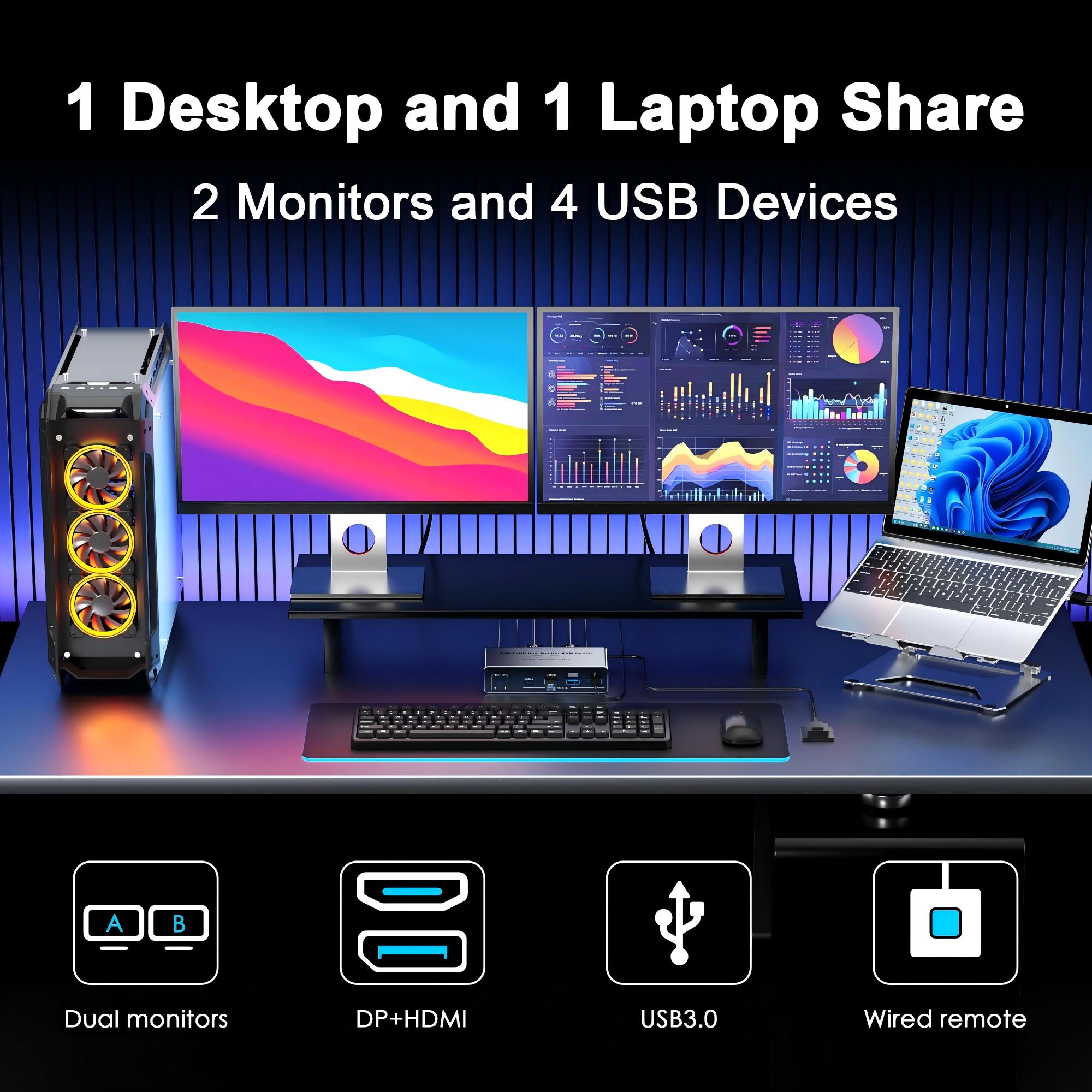 Switch KVM HDM DP para 2 Monit - Kvm Switch Dual Monitor avaliação e preço