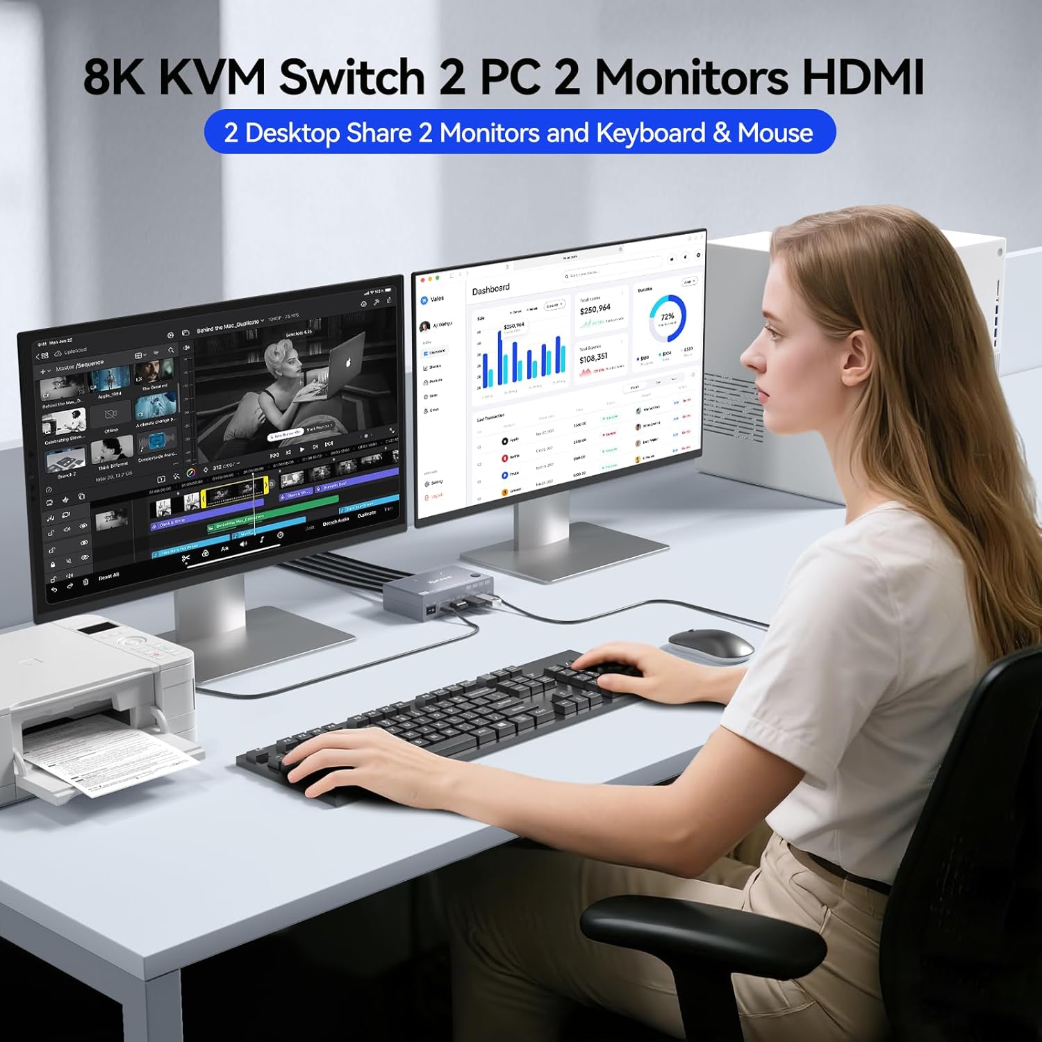 Switch KVM 8K para 2 Monitores - Kvm Switch Dual Monitor avaliação e preço